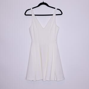 ASOS NEW Ivory Pleated Skater Dress V Neck Tank A-Line Circle Skirt Women's 6